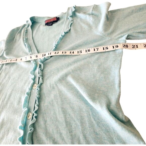 Vineyard Vines Ruffle Cardigan Aqua Blue Women Size L - Picture 6 of 9